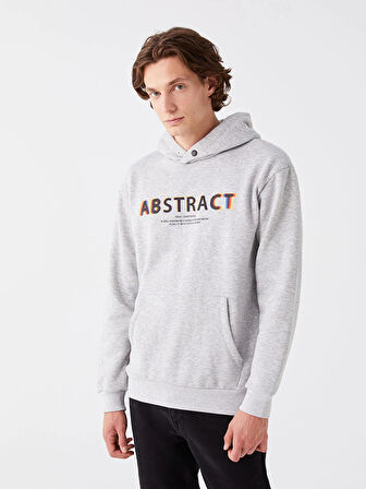 LCW Casual GRİ Uzun Kollu Baskılı Erkek Kalın Hoodie