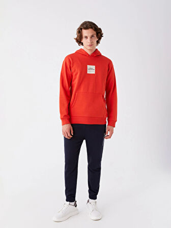 XSIDE Kırmızı Uzun Kollu Baskılı Erkek Kalın Hoodie