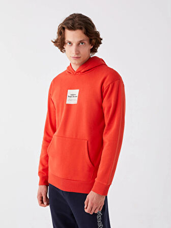 XSIDE Kırmızı Uzun Kollu Baskılı Erkek Kalın Hoodie