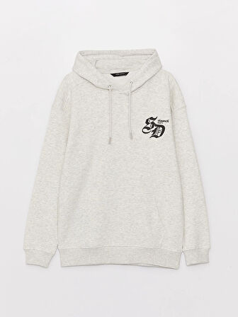 XSIDE Beyaz Uzun Kollu Baskılı Erkek Kalın Hoodie