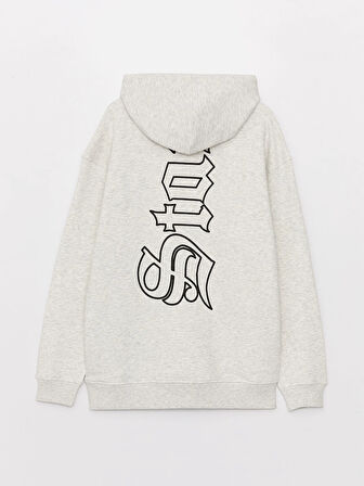 XSIDE Beyaz Uzun Kollu Baskılı Erkek Kalın Hoodie