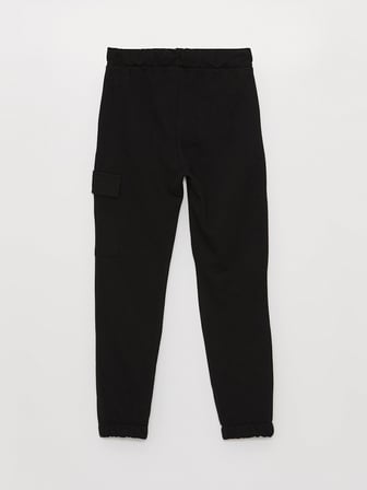 LCW Kids Siyah Beli Lastikli Baskılı Kız Çocuk Jogger Eşofman Altı