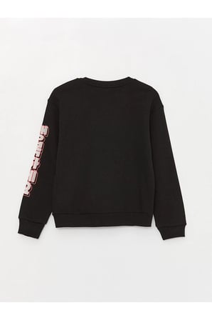 Bisiklet Yaka Baskılı Uzun Kollu Kız Çocuk Sweatshirt (W3)