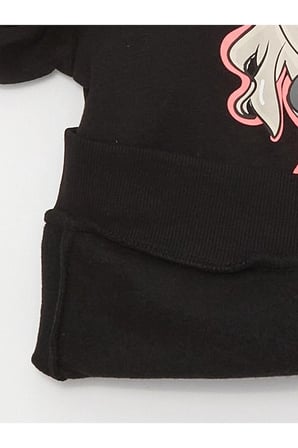 Bisiklet Yaka Baskılı Uzun Kollu Kız Çocuk Sweatshirt (W3)