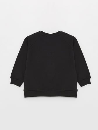 LCW baby Siyah Bisiklet Yaka Uzun Kollu Baskılı Erkek Bebek Sweatshirt