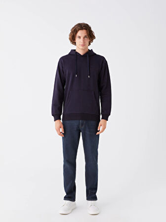 XSIDE Lacivert Uzun Kollu Baskılı Erkek Kalın Hoodie