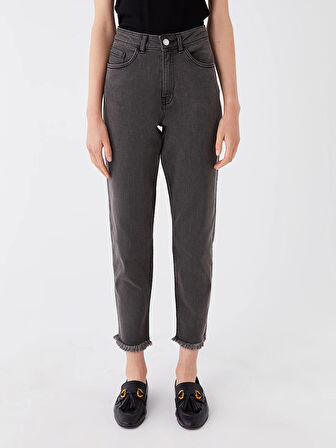 LCW Modest GRİ Mom Fit Kadın Jean Pantolon