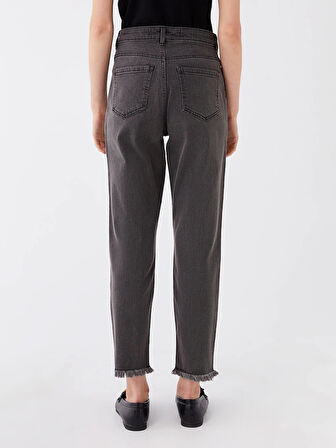 LCW Modest GRİ Mom Fit Kadın Jean Pantolon