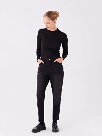 LCW Modest SİYAH Straight Fit Kadın Jean Pantolon