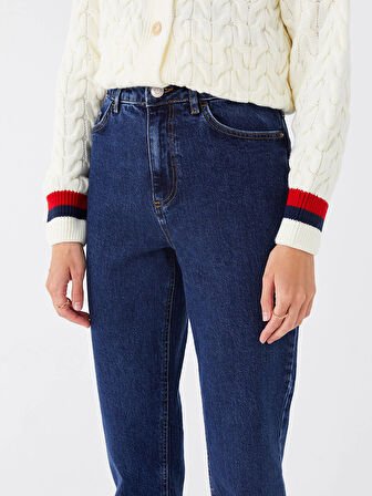 LCW Modest İNDİGO Mom Fit Kadın Jean Pantolon