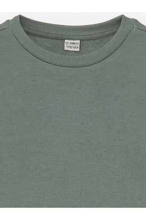 LCW Kids Yeşil Bisiklet Yaka Basic Uzun Kollu Kız Çocuk Sweatshirt