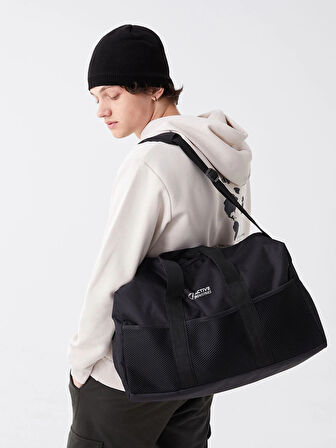 LCW ACCESSORIES SİYAH Yazı Baskılı Erkek Spor Çantası