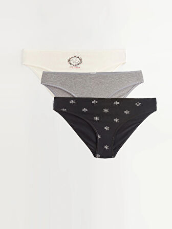 LCW DREAM Siyah Baskılı Bikini Külot 3'lü
