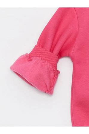 Bisiklet Yaka Uzun Kollu Baskılı Kız Bebek Sweatshirt ve Eşofman Alt 2'li Takım