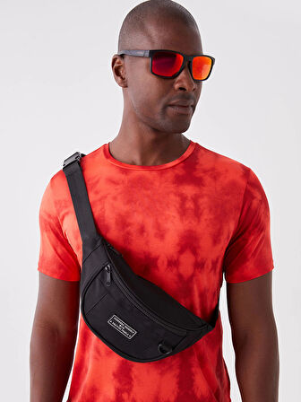 XSIDE SİYAH Etiket Detaylı Erkek Bel Çantası