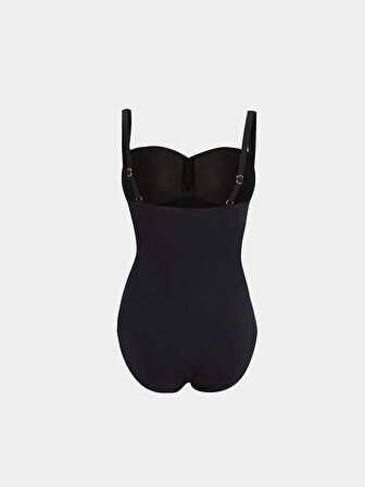 LCW DREAM SİYAH UV Korumalı Çıkabilir Pedli Büzgü Detaylı Kadın Mayo