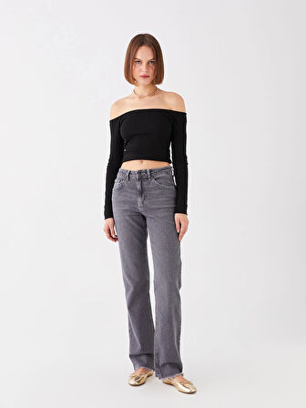 LCW Vision GRİ Straight Fit Kadın Jean Pantolon