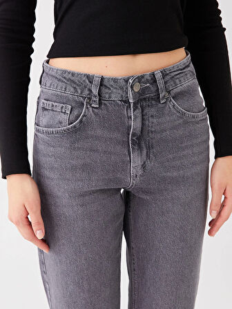LCW Vision GRİ Straight Fit Kadın Jean Pantolon