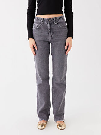 LCW Vision GRİ Straight Fit Kadın Jean Pantolon