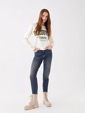 LCW Vision İNDİGO Mom Fit Kadın Jean Pantolon