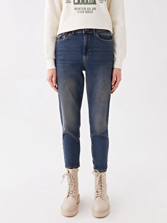 LCW Vision İNDİGO Mom Fit Kadın Jean Pantolon