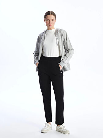 LCWAIKIKI Basic Siyah Kadın Beli Lastikli Düz Eşofman Altı