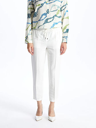 LCW Modest Beyaz Beli Lastikli Rahat Kalıp Kadın Pantolon