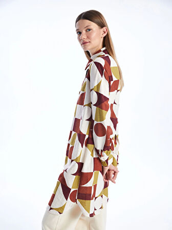 LCW Modest KAHVERENGİ Desenli Kadın Gömlek Tunik