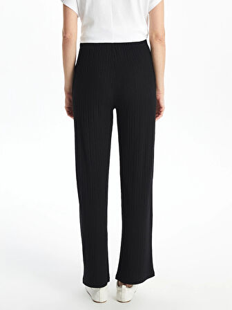 LCWAIKIKI Basic Siyah Beli Lastikli Dokulu Kadın Pantolon