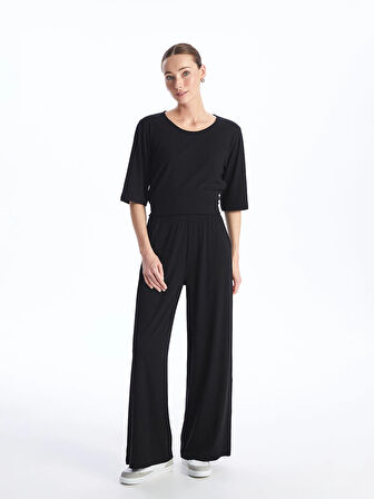 LCWAIKIKI Basic Siyah Kadın Beli Lastikli Düz Eşofman Altı
