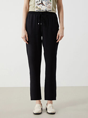 LCWAIKIKI Classic Siyah Beli Lastikli Havuç Kesim Kadın Pantolon