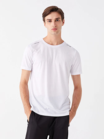 XSIDE ACTIVE Beyaz DRY-TECH Bisiklet Yaka Kısa Kollu Erkek Spor Tişört