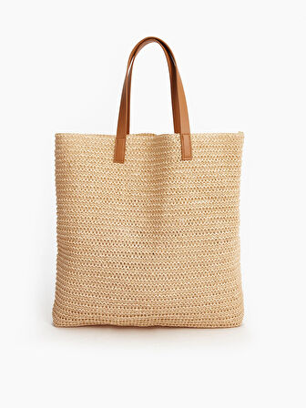 LCW ACCESSORIES EKRU Kadın Hasır Omuz Çantası