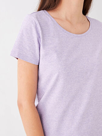 LCW DREAM LİLA Bisiklet Yaka Desenli Kısa Kollu Kadın Pijama Takımı