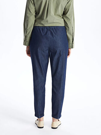 LCW Modest Indigo Beli Lastikli Carrot Fit Kadın Jean Pantolon