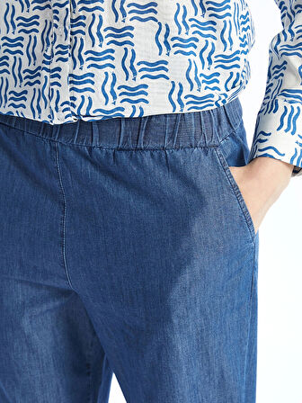 LCW Modest Indigo Beli Lastikli Carrot Fit Kadın Jean Pantolon