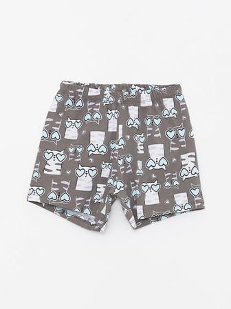 LCW Kids Lila Bisiklet Yaka Baskılı Kısa Kollu Kız Çocuk Şortlu Pijama Takımı