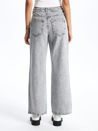 LCW Jeans Gri Wideleg Kadın Jean Pantolon