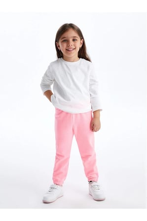 LCW Kids Pembe Beli Lastikli Kız Çocuk Eşofman Altı