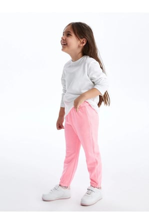 LCW Kids Pembe Beli Lastikli Kız Çocuk Eşofman Altı