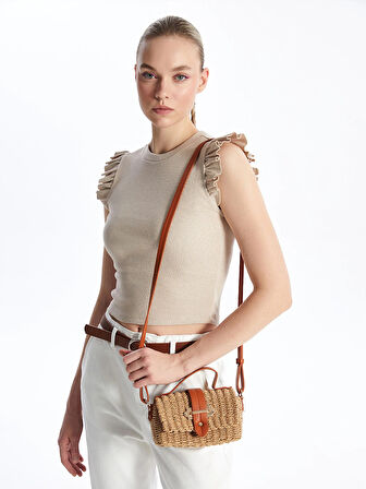 LCW ACCESSORIES KAHVERENGİ Kadın Hasır Omuz Çantası