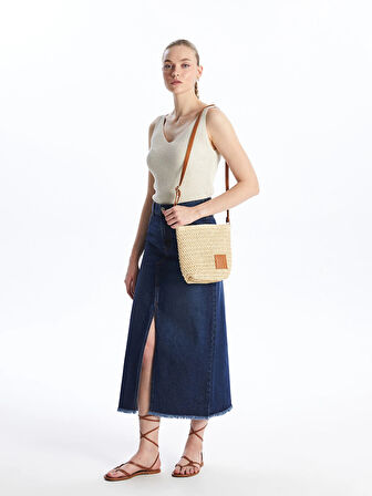 LCW ACCESSORIES KAHVERENGİ Kadın Hasır Omuz Çantası