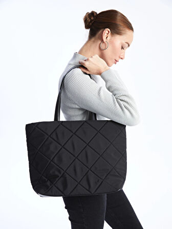 LCW ACCESSORIES SİYAH Kapitone Desenli Kadın Tote Çanta