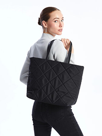 LCW ACCESSORIES SİYAH Kapitone Desenli Kadın Tote Çanta