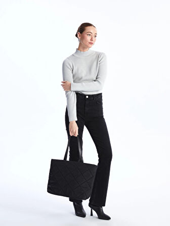LCW ACCESSORIES SİYAH Kapitone Desenli Kadın Tote Çanta