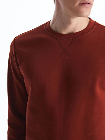 LCWAIKIKI Classic Kahverengi Bisiklet Yaka Uzun Kollu Erkek Kalın Sweatshirt