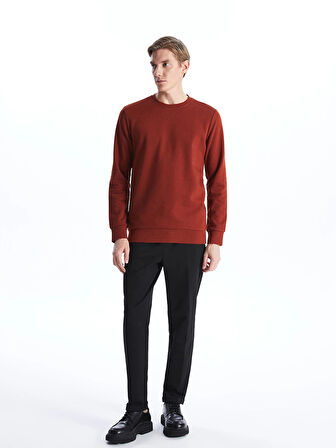 LCWAIKIKI Classic Kahverengi Bisiklet Yaka Uzun Kollu Erkek Kalın Sweatshirt