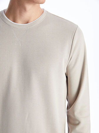 LCWAIKIKI Classic BEJ Bisiklet Yaka Uzun Kollu Erkek Sweatshirt