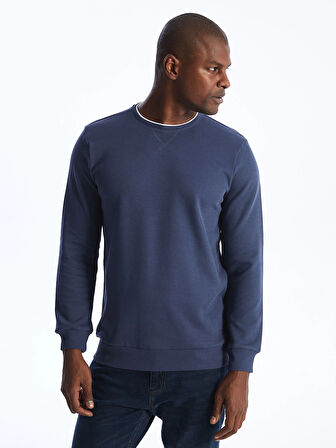 LCWAIKIKI Classic İNDİGO Bisiklet Yaka Uzun Kollu Erkek Sweatshirt