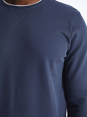 LCWAIKIKI Classic İNDİGO Bisiklet Yaka Uzun Kollu Erkek Sweatshirt